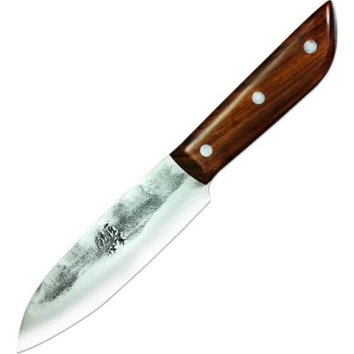 6 Inch Hand Forged Utility Knife Chinese Handmade Meat Cleaver Vegetable Fruit Cutter Utility Kitchen Knives Hunting Knife