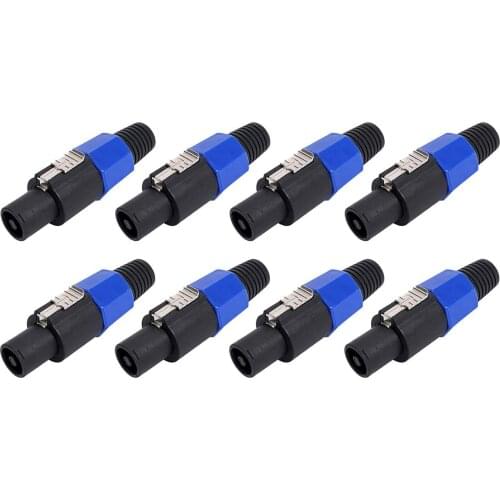 8 Pack Speakon Cable Adapter Connectors, 4 Pole Audio Speaker Plug Twist Lock Compatiable with Speakon NL4FC, NL4FX, NLT4X, NL2F
