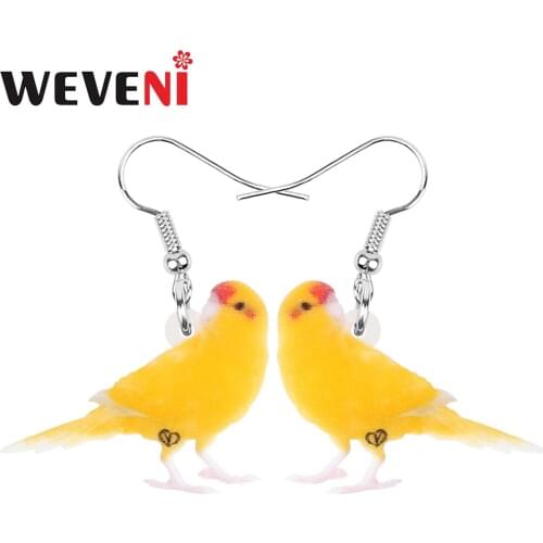 WEVENI Acrylic Bright-coloued Canary Earrings Lovely Bird Animal Dangle Drop Jewelry For Women Girl Teen Novelty Gift Decoration