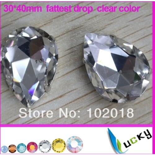 Free shipping! 14pcs fattest drop/pear shape fancy crystal point back strass crystal with metal claw rhinestones for wedding