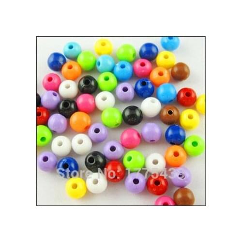 Free Shipping Opaque Mixed Acrylic Plastic Smooth Round Ball Spacer Beads 6 8 10 MM Pick Size For Jewelry Making