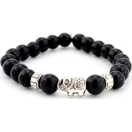 2018 New Natural Stone Bead Buddha Bracelets For Women Men Jewelry Black Lava Druzy Gift Bracelets Elephant Bangles Pulseras
