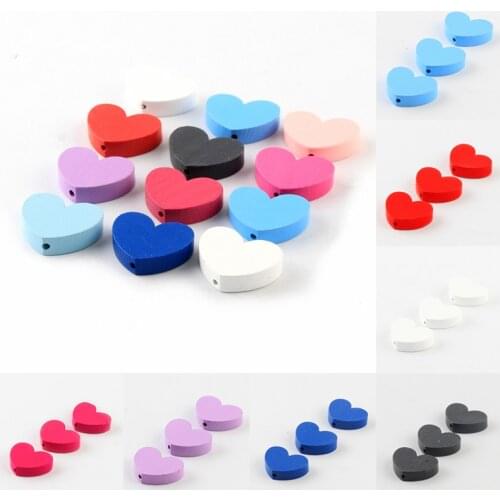 30x23x10mm Pick Color Natural Wooden Beads 10pcs/lot Heart Shape Smoot Wood Beads for Jewelry Making DIY Pacifier Clip wholesale