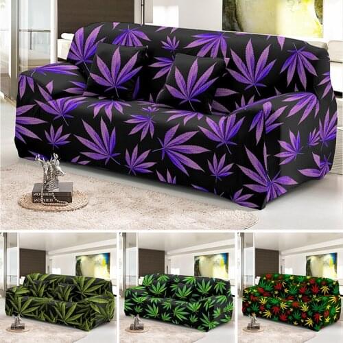 Weed Leaves Stretch Sofa Cover Dust-proof Elastic Slipcover For Living Room Loveseat Armchair Couch Covers Furniture Protector