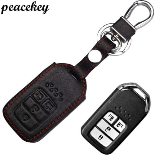 Peacekey Genuiene Leather Key Cover Case For Honda 2015 2016 Pilot Accord Civic Fit Freed Car Key Holder Key Ring key holder