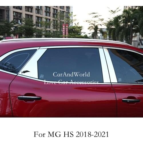 8PCS/Set Center Window Column Mirror Decorative Stainless B/C Pillar Cover Mouldings Trims For MG HS 2018-2021 Car Accessories