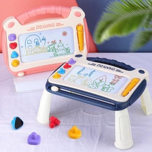 Children Magnetic Drawing Tablet Desk Sketchpad Toys Color Graffiti Painting Writing Board With Stamps Educational Toy For Girl