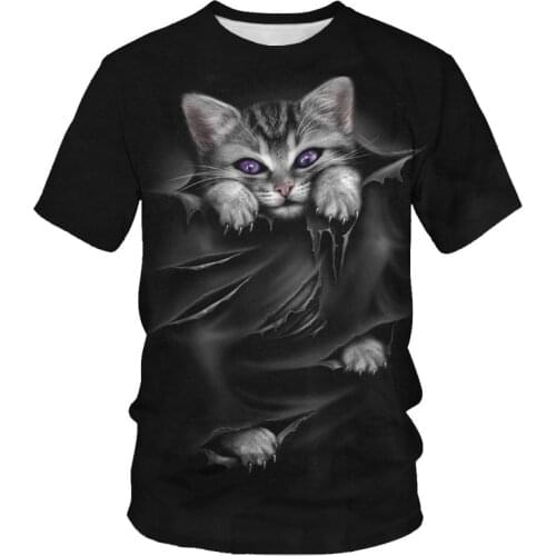 3D printing T-shirt printed t-shirt mens and womens t-shirt mens and womens T-shirt cartoon cat funny cat cute cat