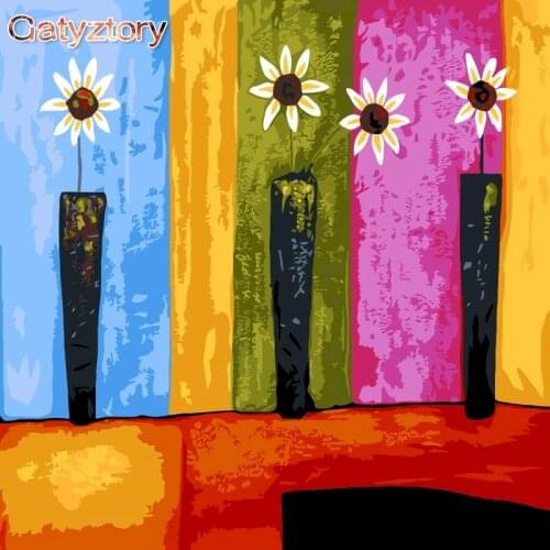 GATYZTORY Frame Colorful Daisies DIY Painting By Numbers Wall Art Picture Coloring By Numbers Handpainted Gift For Home Decor Ar