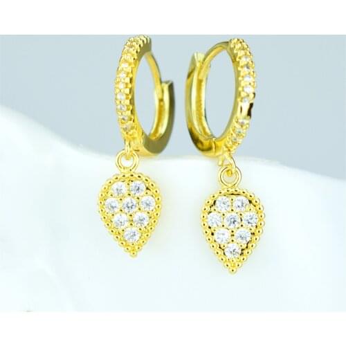Inverted small drop-shaped pendant earrings simple and small spherical birthday gift fashionable cubic zirconia