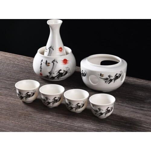 Ceramic warm pot heating table yellow white wine cup distributor household hot pot Chinese small warmer wine set wineware
