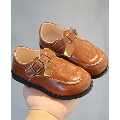 New Toddlers boy Leather Shoes child T-strap With Casual Shoes Spring Autumn fashion Boy PU Soft bottom non-slip Single shoes