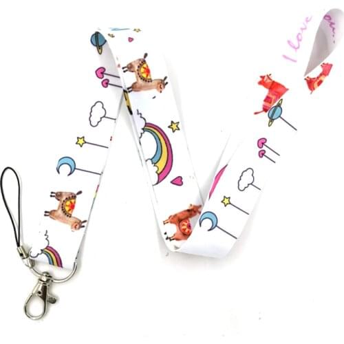 Cute Alpaca Keychain Neck Strap Lanyards For Keys ID Badge Holder Keyring Hang Rope Webbing Ribbon Mobile Phone Accessories