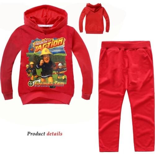 DLF 2-12Y Toddler Fall Clothes Baby Boy Clothes Set Costume Fireman Sam Kids Outfits Brandweerman Fashion Tracksuit Cartoon