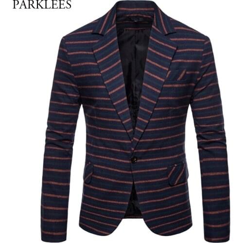 Striped Blazer Jacket Men 2018 Spring Autumn New Single Button Suit Blazer Men Wedding Party Casual Blazers Veste Costume Homme