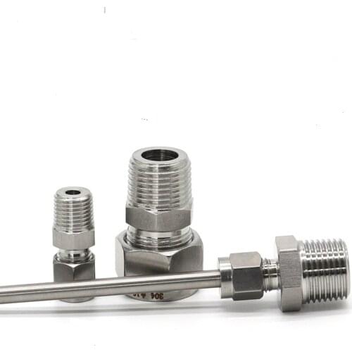 1/4"PT NPT Male Thread 6mm 8mm 1/4" 1/2" Inch OD Tube Stainless Steel Ferrule Tube Compression SS Pipe Fitting Connector SUS304