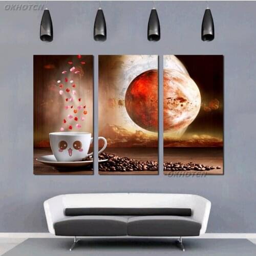 Nordic Wall Art Canvas Painting Planet Coffee Bean Cup Petals HD Print Pictures Poster For Bedroom Living Room Home Decorations