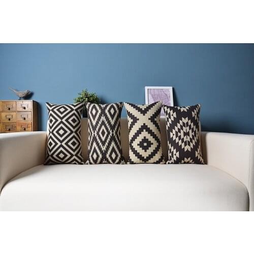 Nordic Black White Geometric Pillow cover Cushion cover Linen cotton Pillow case Home Decor pillow sofa cushions
