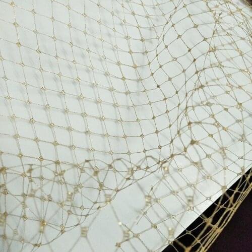 New Classic Diamond lattice Shining Gold Net Fabric Masquerade Transparent Black Veil Tulle Mesh Fabric Sewing Curtain Adornment