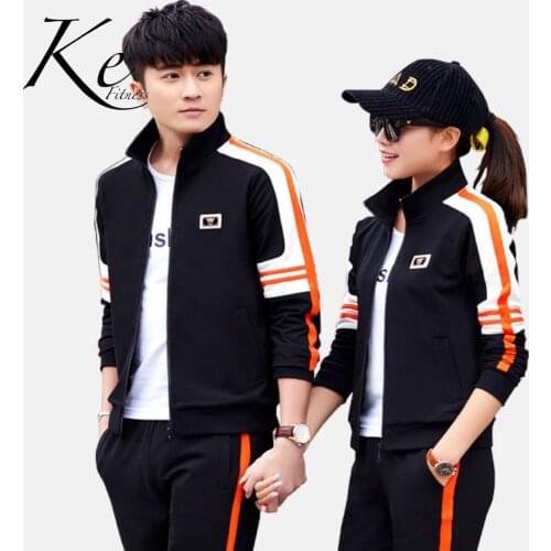 KE new 2020 sport set couples men and women sports suit 3 pieces casual sportswear big sizes plus large 4XL cotton long sleeve