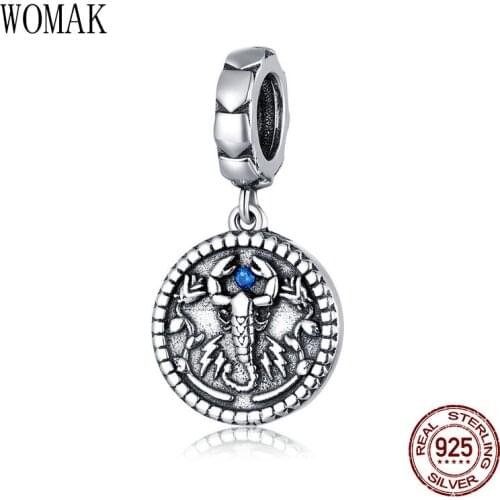 NEW 100% 925 sterling silver woman jewelry necklace pendant fit 3MM bracelet original scorpion charms beads accessories DIY
