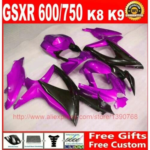 Bodywork fairings for Suzuki 2008 2009 2010 GSXR 600 GSXR 750 purple black ABS fairing kit K8 K9 08 09 10 GSXR 600 750 S324