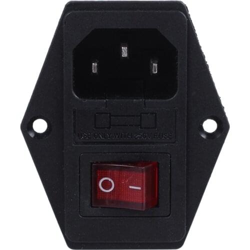 Red light concentrator switch IEC 320 C 14 outlet AC 250 V 10 A