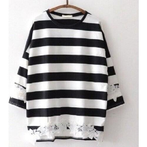Breastfeeding Edition 2018 New Maternity Autumn Collection Striped Lace Sweater Top