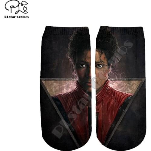 PLstar Cosmos Drop shipping Michael Jackson 3D Printed Women/men/boy/girl Harajuku Colorful casual fit Short Ankle Socks Style-2