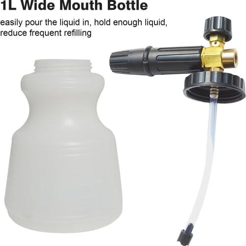 Adjustable Foam Cannon 1 L Bottle Snow Foam Lance with 1/4-inch Connector for Pressure Washer 4000PSI to Wash Car Window Door