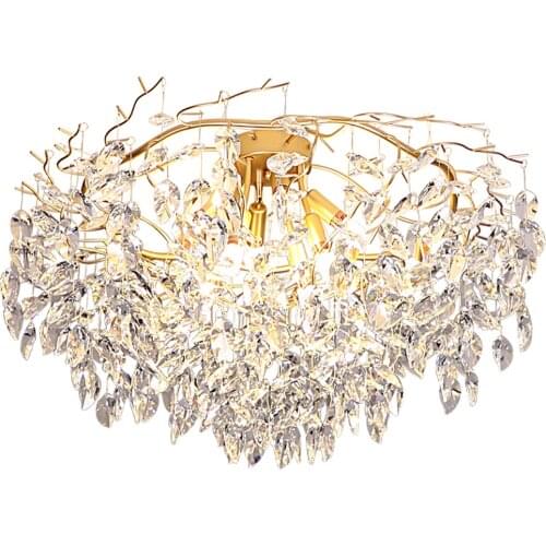 Luxury crystal ceiling lights modern gold lighting AC110V 220v lustre cristal bedroom lamp