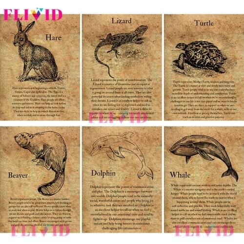 Vintage Rabbit Dolphin Retro Animals Quotes Wall Art Canvas Painting Wall Pictures For Living Room Posters And Prints Unframed