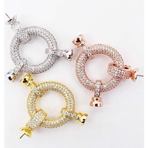 High-grade microscope zircon Diy hand-string materials circular ring pendant clasp fashion long sweater chain link clasp