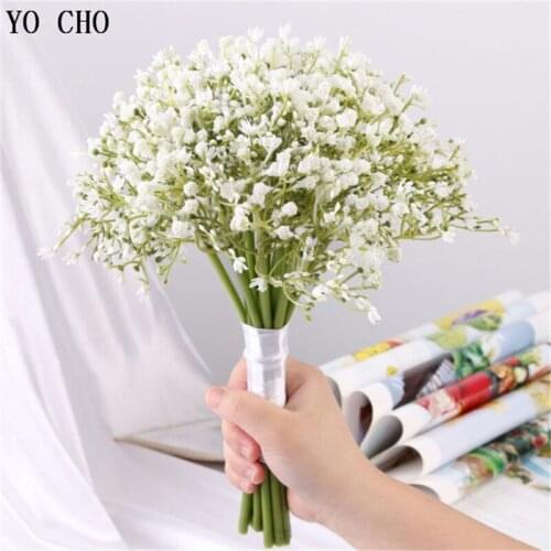 YO CHO Artificial Gypsophila Flower Wedding Decoration White Plastic Artificial Flowers for Home Decor Fake Babysbreath Bouquet