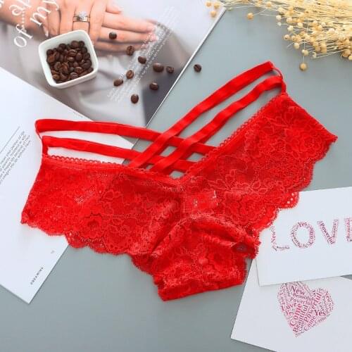 Womens Sexy G-StringPanties Low-rise Lace Sexy Underwear Ladies Cross Strap Lace Intimate Lingerie Underpants Female Thong