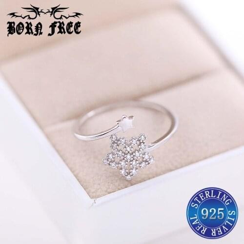 925 sterling silver big rings for women ring snowflake accessories anillos plata 925 para mujer ringen bague femme personalized