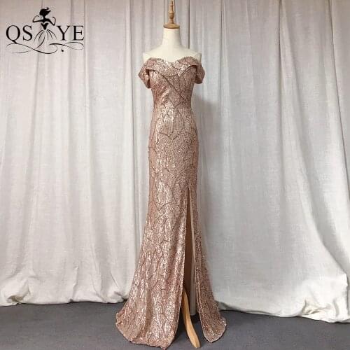 Golden Evening Dresses Mermaid Crisscross Evening Gown Glitter Fading Sequins Party Dress Ruched Shoulder Formal V Neck Gown