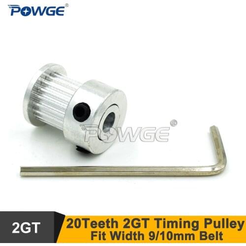POWGE 20 Teeth GT2 Timing Pulley Bore 5/6/6.35/8mm Fit Width=9mm 2GT Synchronous Belt 20Teeth 20T 2GT Timing Belt Pulley