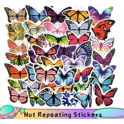 10/50PCS/pack Vsco Girl Animal Colorful Butterfly Style Sticker For Laptop Skateboard Luggage Refrigerator Notebook Toy Sticker