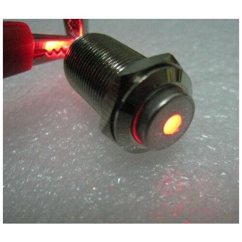 12mm single-point locking metal push CAR button switch with 3V Red LED