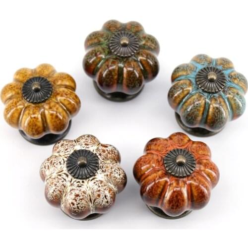 1x Dia 40mm Ceramic pumpkin knob for Kids Children, Ceramic Furniture Cabinet Drawer Knobs cupboard Pulls Handles Euro Style