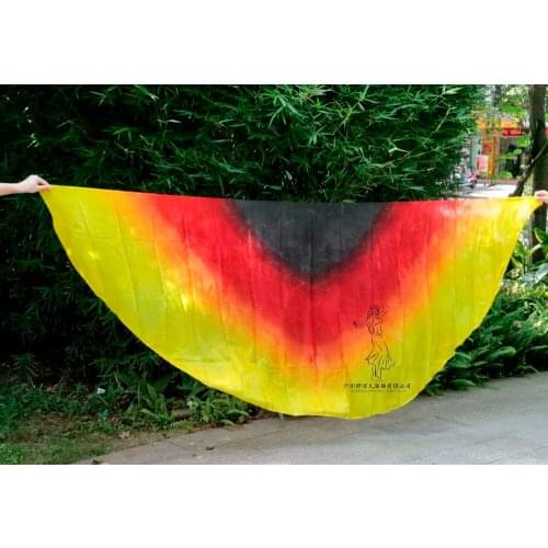 2016 design 100% real silk belly dance veil, cheap dance veils, semicercle veil wholesale 250*114cm Black Red Orange Yellow