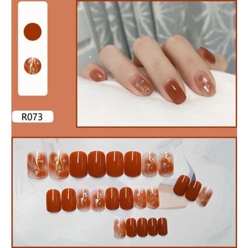 24pcs Fake Nails Art Nail Tips Press On False With Designs Set Full Cover Artificial Short Packaging Kiss Display Clear Tipsy