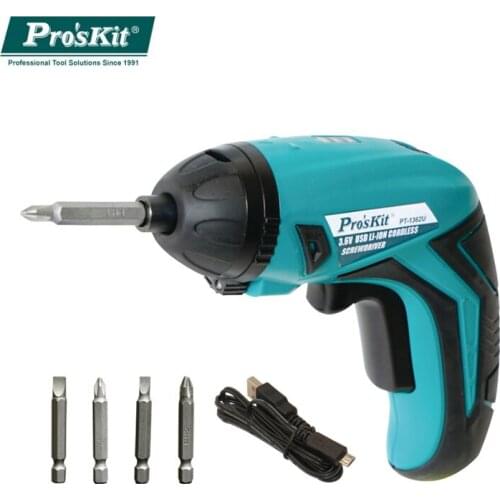 ProsKit PT-1362U Electric Screwdriver USB Charging 3.6V Rechargeable Lithium Battery Cordless Power Drill Tools Kit
