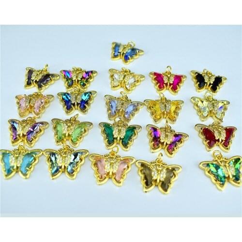 DIY jewelry making accessories supplies transparent glass butterfly pendant insect necklace jewelry butterfly charm