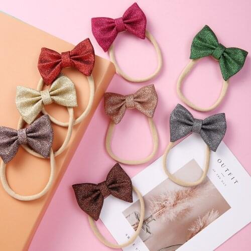 36pc/lot Hair Accessories Glitter Hair Bows Baby Girls Headband Nylon Headbands For Kids Newborn Hairpins Children Headwear