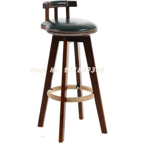 Solid Wood Bar Chair High Stool Retro American Bar Chair Modern Simple Bar Chair Household Rotary Creative Bar Stool