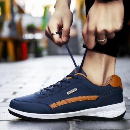 Large Size Autumn PU Leather Running Man Sport Shoes Men Sports Shoes Male Sneakers 2020 Blue Scarpe Uomo Trainers Walk GMD-0706