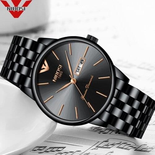 NIBOSI Mens Watches Stainless Steel Business Watch Men Top Luxury Brand Waterproof Analog Quartz Wristwatch Relogio Masculino