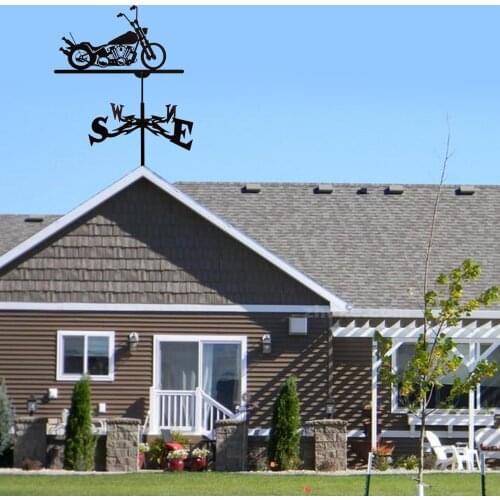 Black Stainless Steel Motorcycle Weathervane Weather Vane Garden Farm Stake